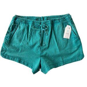 Time And Tru Women's Teal Drawstring Shorts with Elastic Waistband & Pockets S